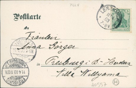 Adressseite der Ansichtskarte Lenzkirch-Saig, Gesamtansicht