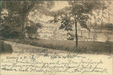 Alte Ansichtskarte Nienburg (Weser), Partie an der Weser
