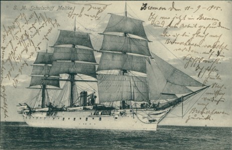 Alte Ansichtskarte S. M. Schulschiff Moltke, Segelschiff