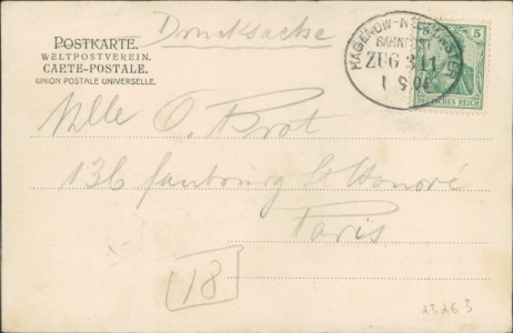 Adressseite der Ansichtskarte Neumünster, Realschule u. Progymnasium