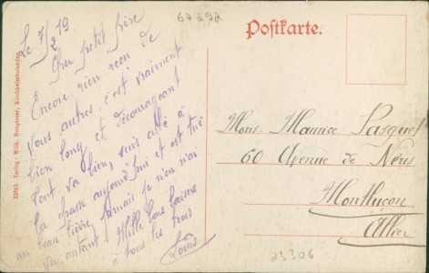 Adressseite der Ansichtskarte Kirchheimbolanden, Gesamtansicht von Westen