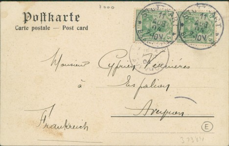 Adressseite der Ansichtskarte Stuttgart, Untere Schloßstraße mit Straßenbahn