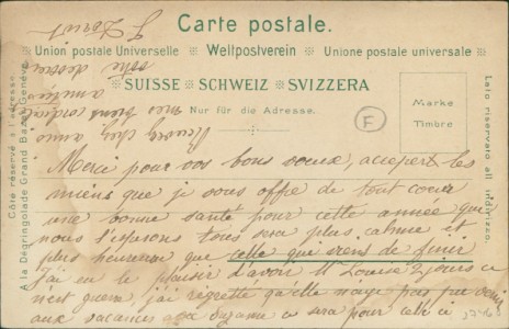 Adressseite der Ansichtskarte Appenzell, Appenzeller Tracht