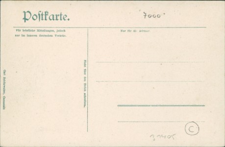 Adressseite der Ansichtskarte Stuttgart, Kaiser Wilhelm-Denkmal mit Rathaus