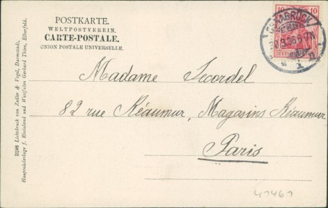 Adressseite der Ansichtskarte Osnabrück, Hasepartie