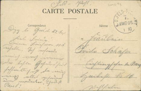 Adressseite der Ansichtskarte Dizy-le-Gros, Route de Montcornet