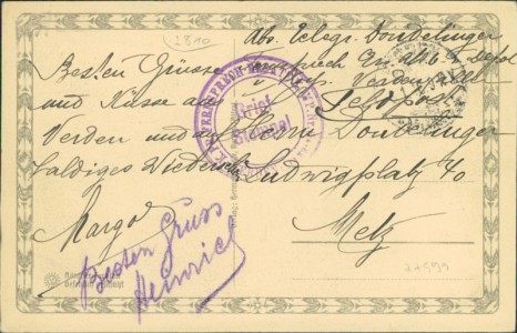 Adressseite der Ansichtskarte Verden (Aller), Haus von 1577 in der Strukturstraße