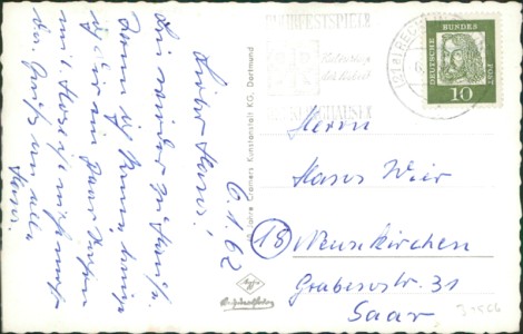 Adressseite der Ansichtskarte Recklinghausen-Hillerheide, Rennbahn