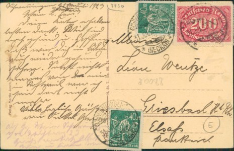 Adressseite der Ansichtskarte Schwenningen a. Neckar, Teilansicht