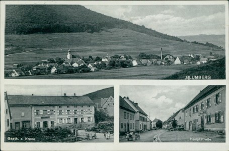 Alte Ansichtskarte Blumberg (Baden), Gesamtansicht, Gasthaus z. Krone, Hauptstraße