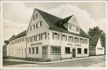 Alte Ansichtskarte Schwenningen a. Neckar, Hotel Ochsen, Bes. Karl Schlenker, Küchenmeister